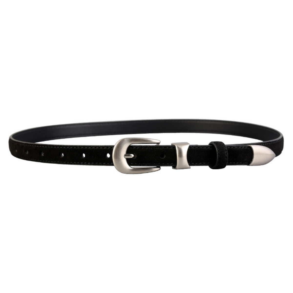 Skinny Belt with Silver Buckle