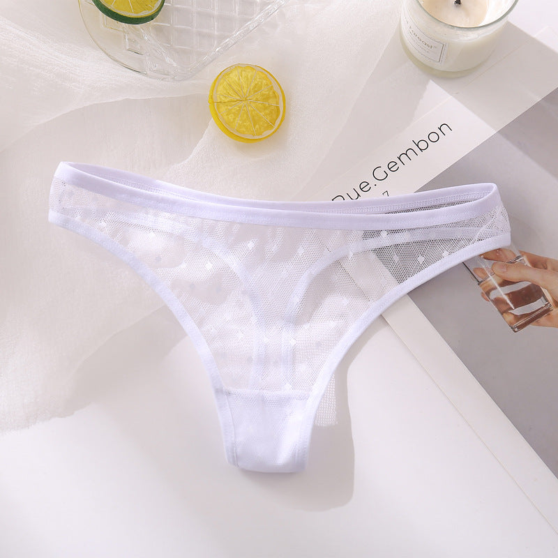 Ladies Hollow Sexy Solid Color Low Waist High Slit Briefs