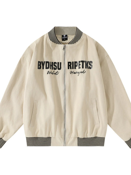 Men's Striped Hem Zip Up Jacket