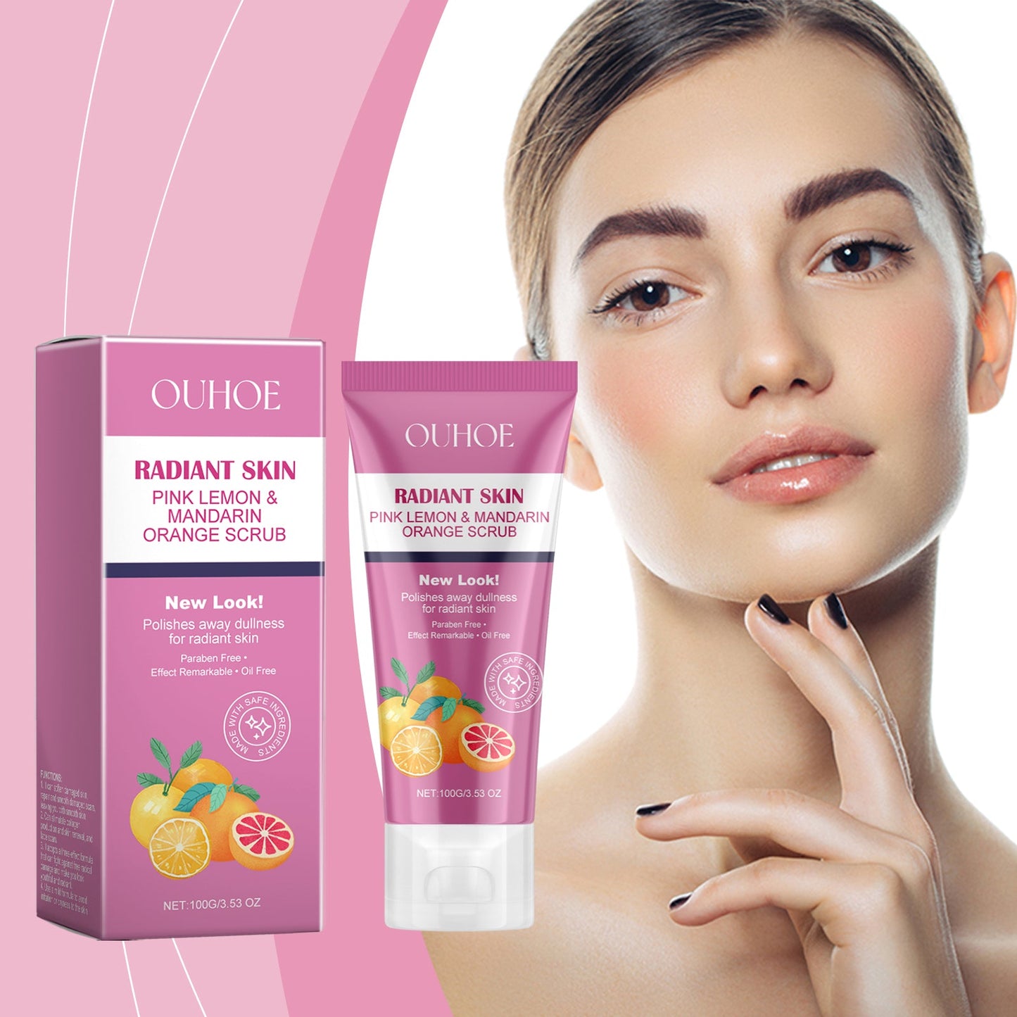 OUHOE Brightening Face Scrub, Gently Cleansing Exfoliating Dead Skin Brightening Soft Cleansing Scrub