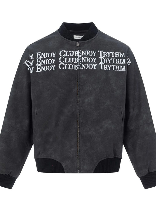 Men's Zip Up Letter Graphic Bomber Jacket