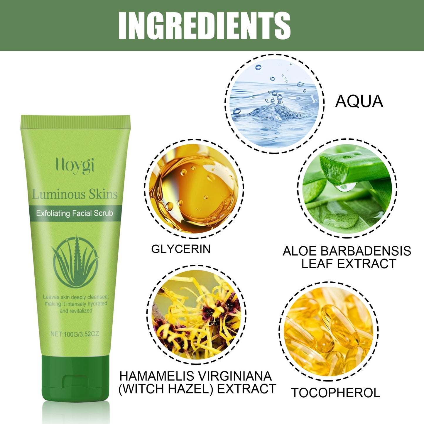 Hoygi Exfoliating Facial Scrub, Deep Cleaning Removes Impurities From Fine Lines Firming Delicate Refreshing Smooth Cream