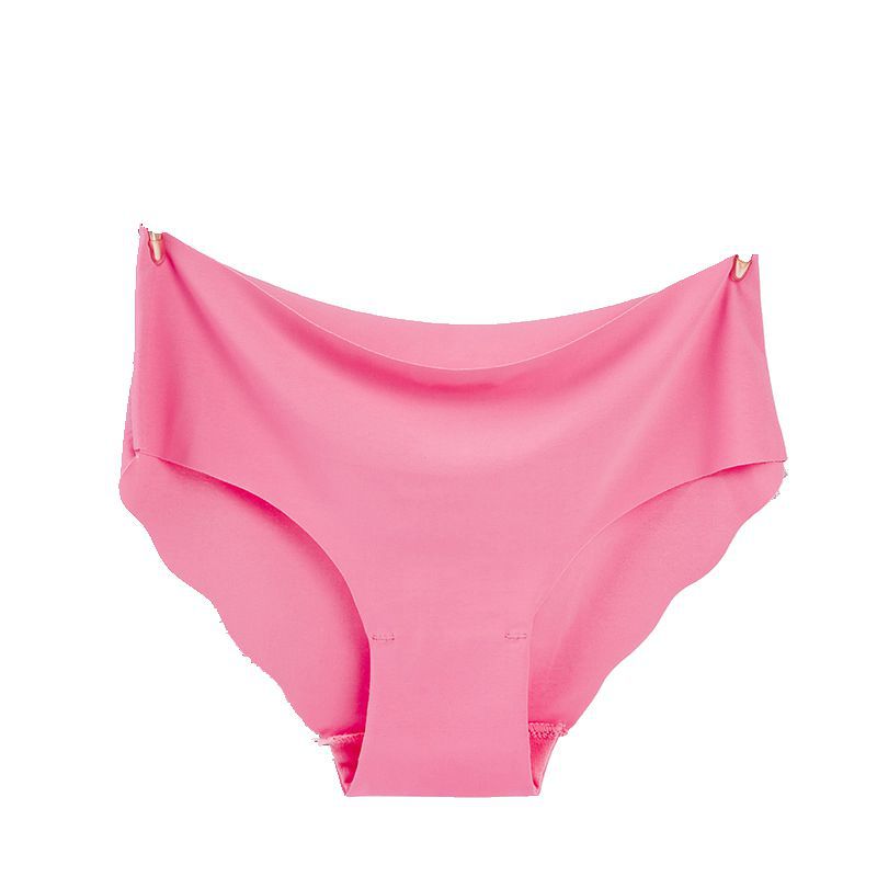 One Piece Ice Silk Seamless Wave Edge Sexy Candy Color Panties, Ultra-thin Corrugated Low-rise Waistband