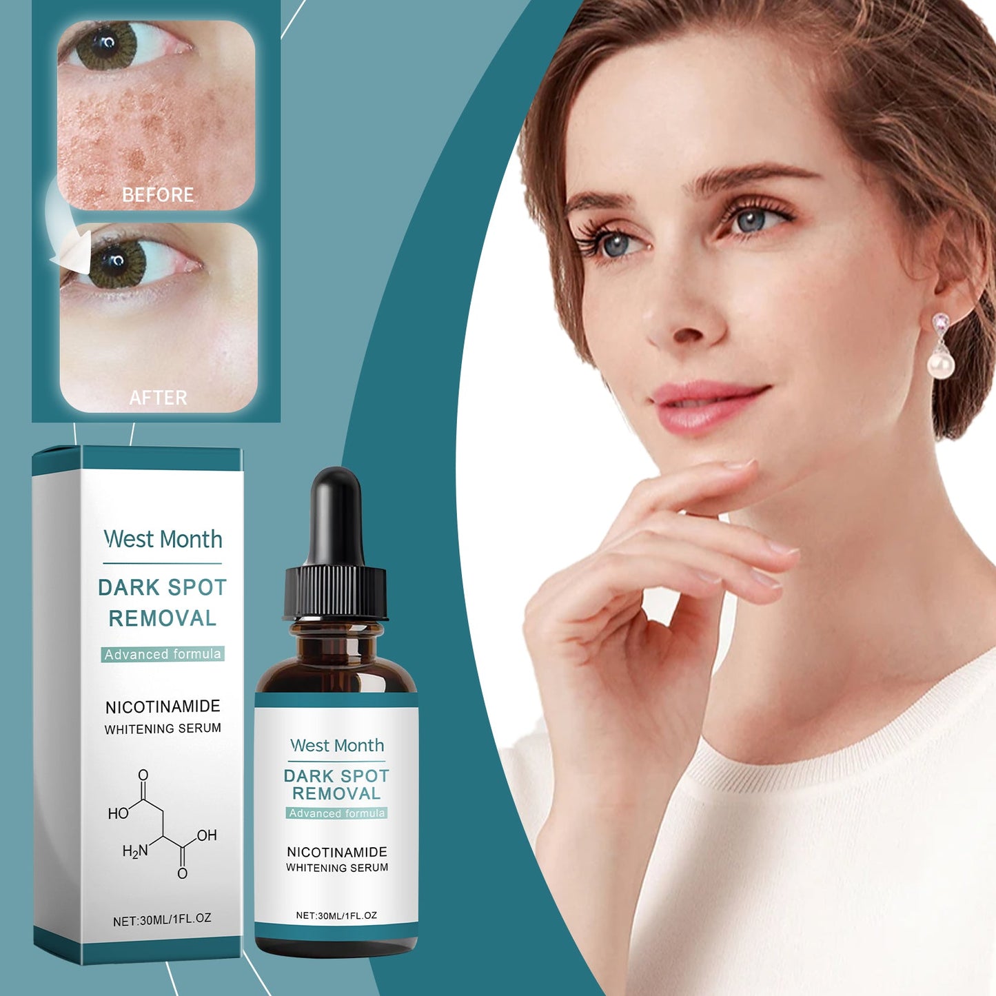 West&Month Brightening Serum, Moisturizing, Hydrating, Brightening, Nourishing And Nourishing The Skin