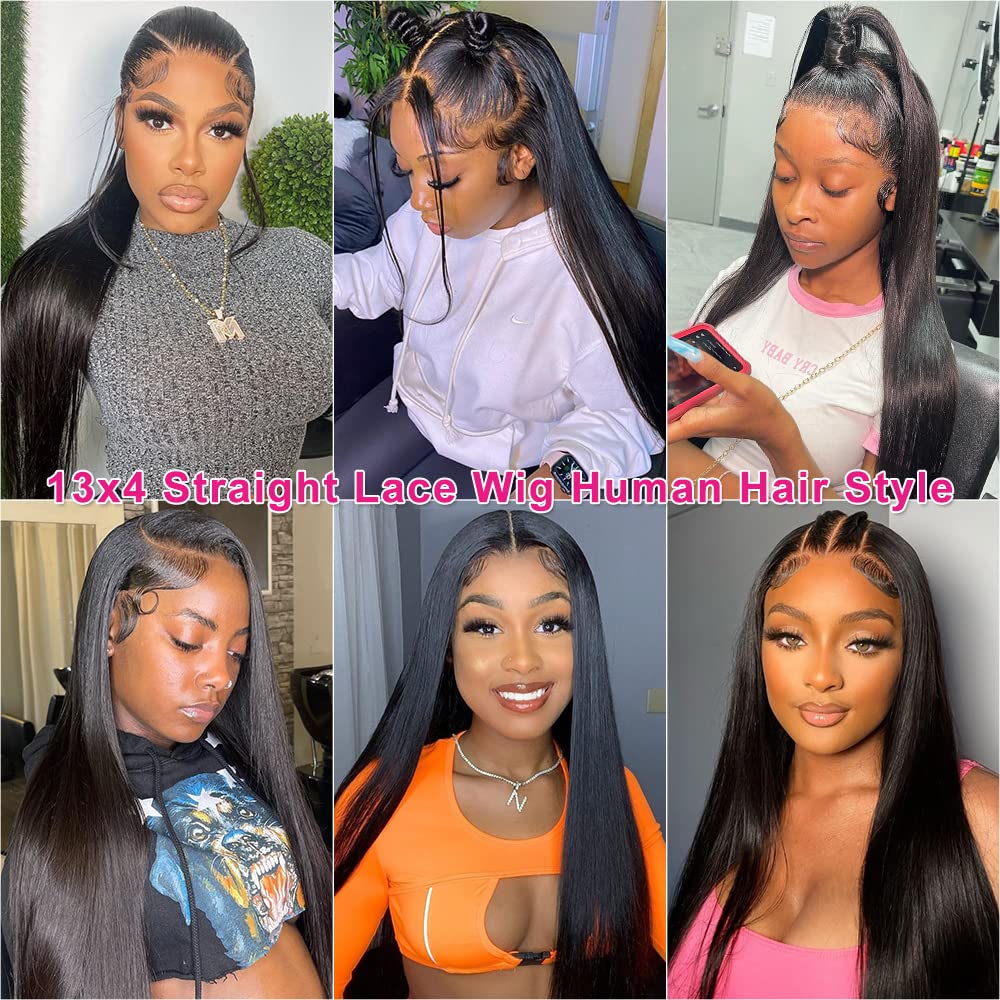 13x4 Straight Human Hair Lace Front Wig, Natural Color, Density
