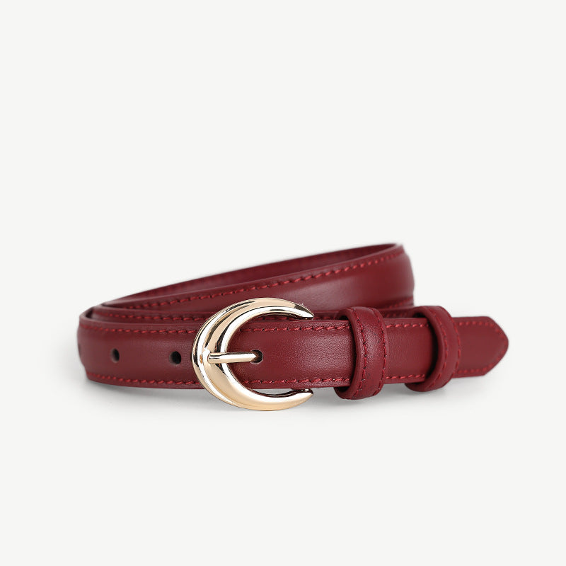 Leather Belt with Golden Buckle