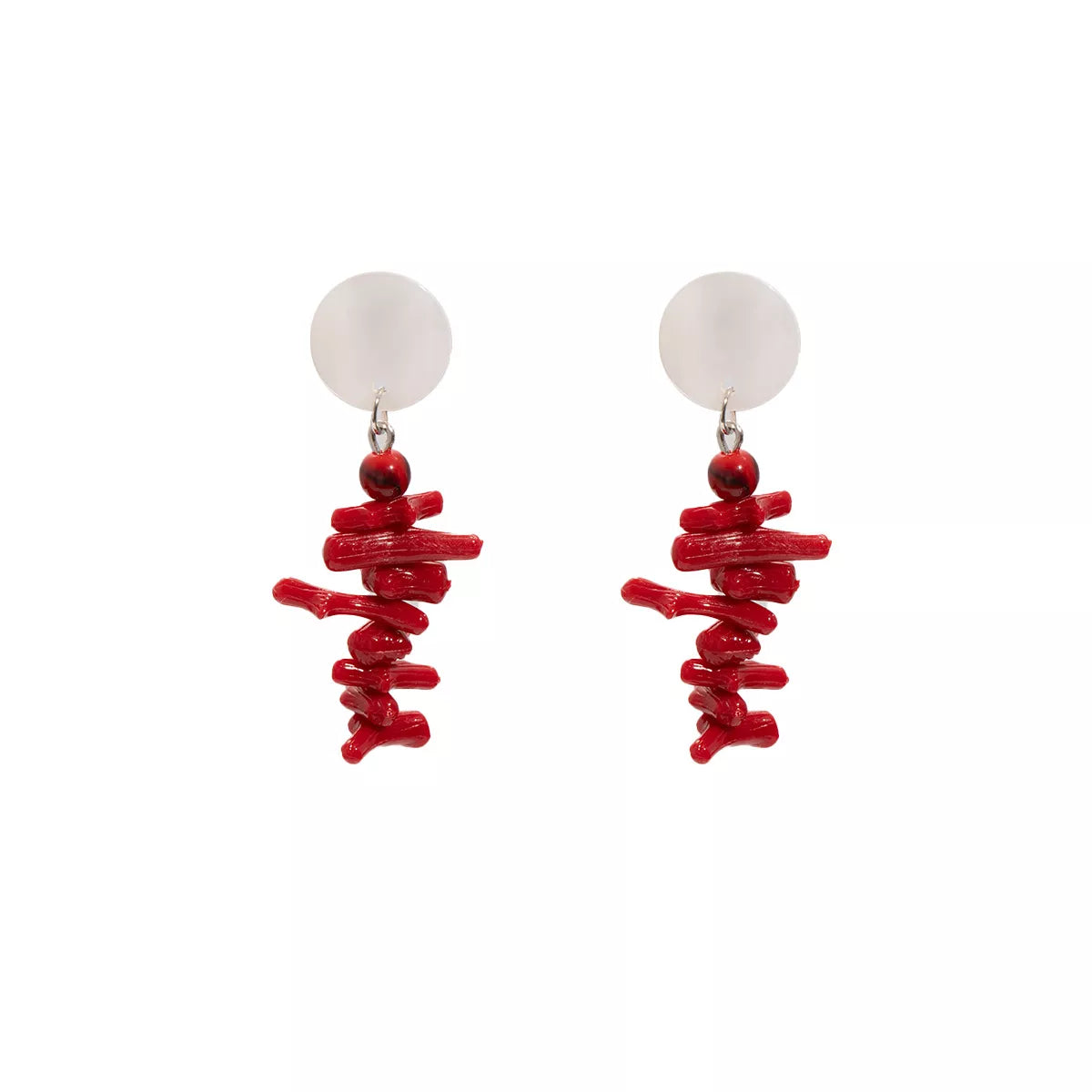 Resin Coral Chip Dangle Earrings