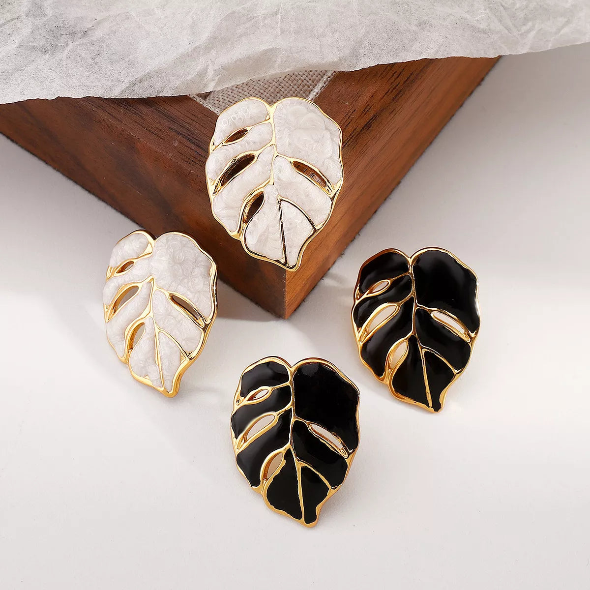 Stainless Steel Leaf Stud Earrings