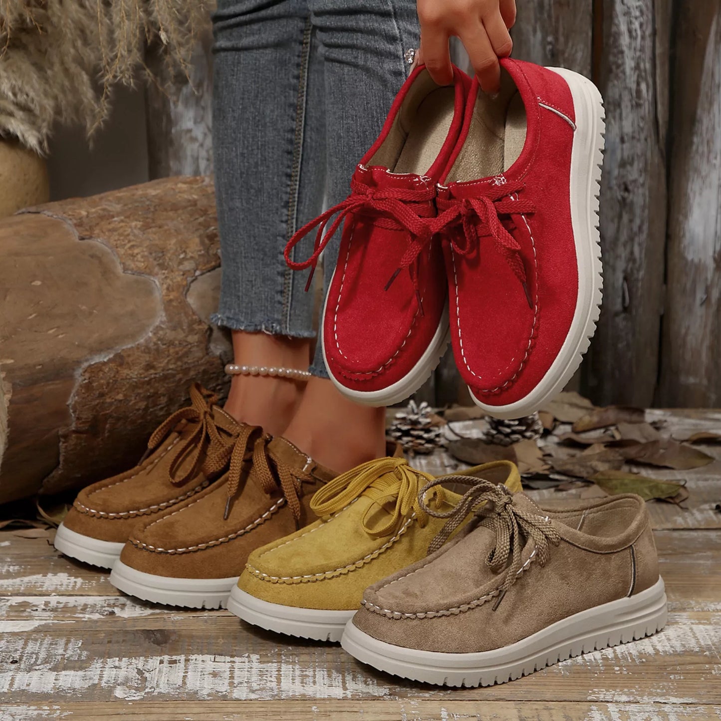 Lace-Up Round Toe Loafers