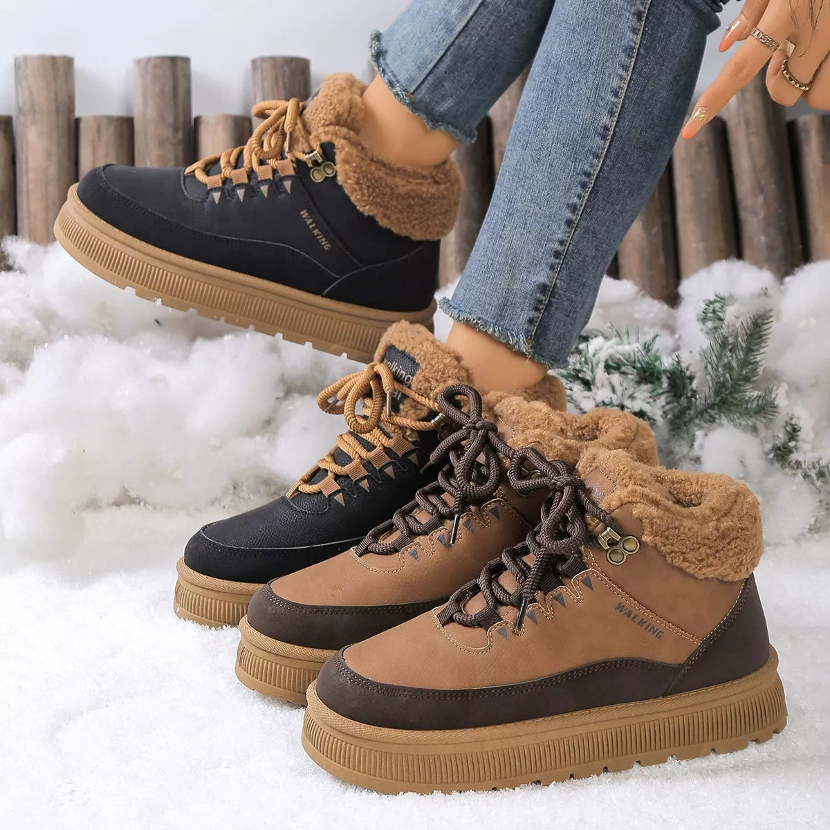 Fur-Lined Ankle Boots