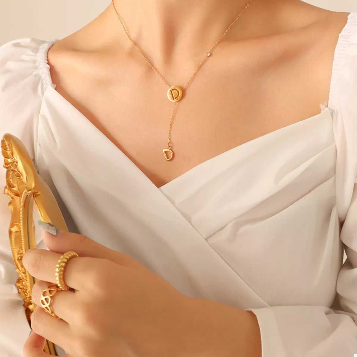 18K Gold-Plated Titanium Steel Letter Pendant Necklace