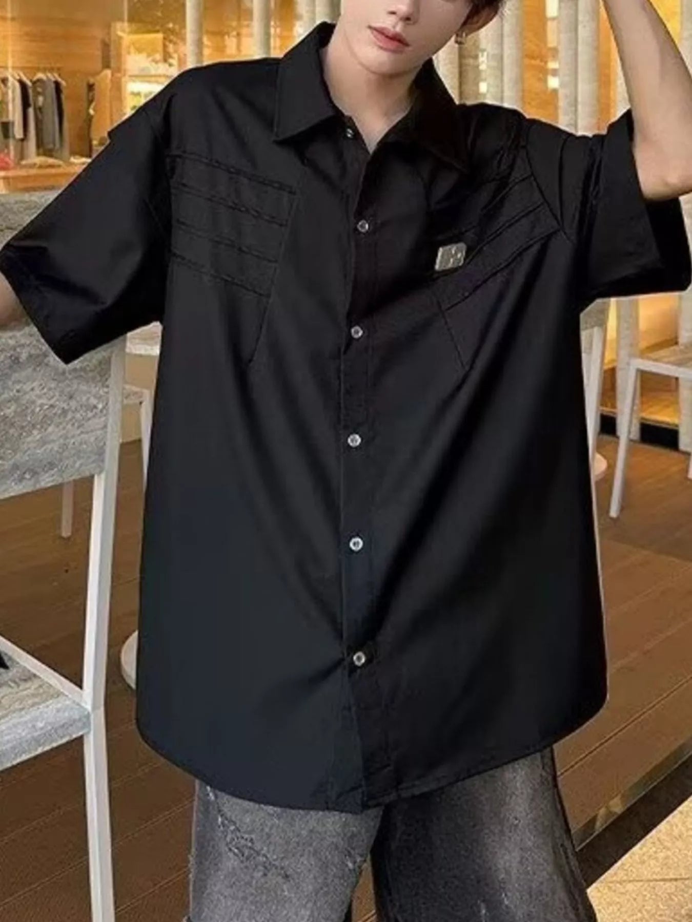Men's Plus Size Button Up Half Sleeve Shirt