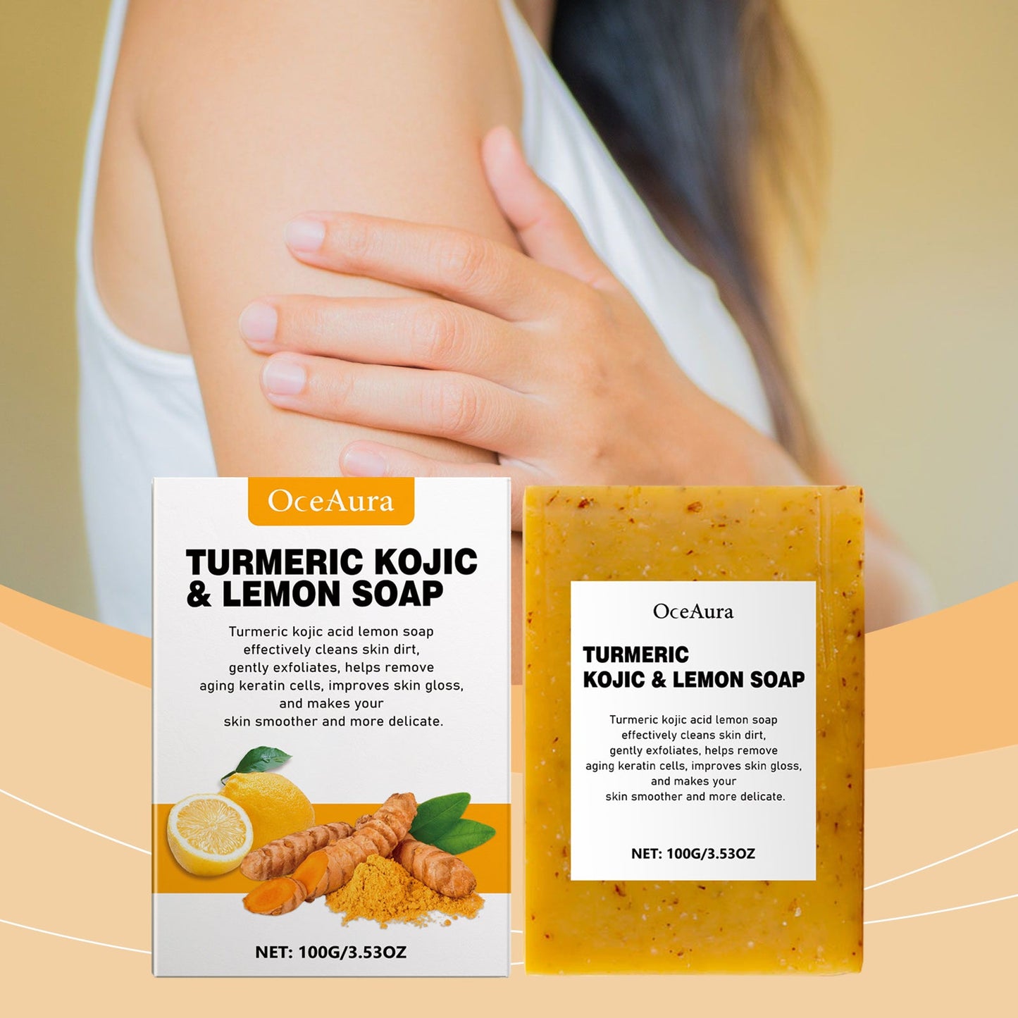 OceAura Lemon Turmeric Acid Soap Cold Wash Bath Gentle Cleansing Skin Care Facial Body Universal