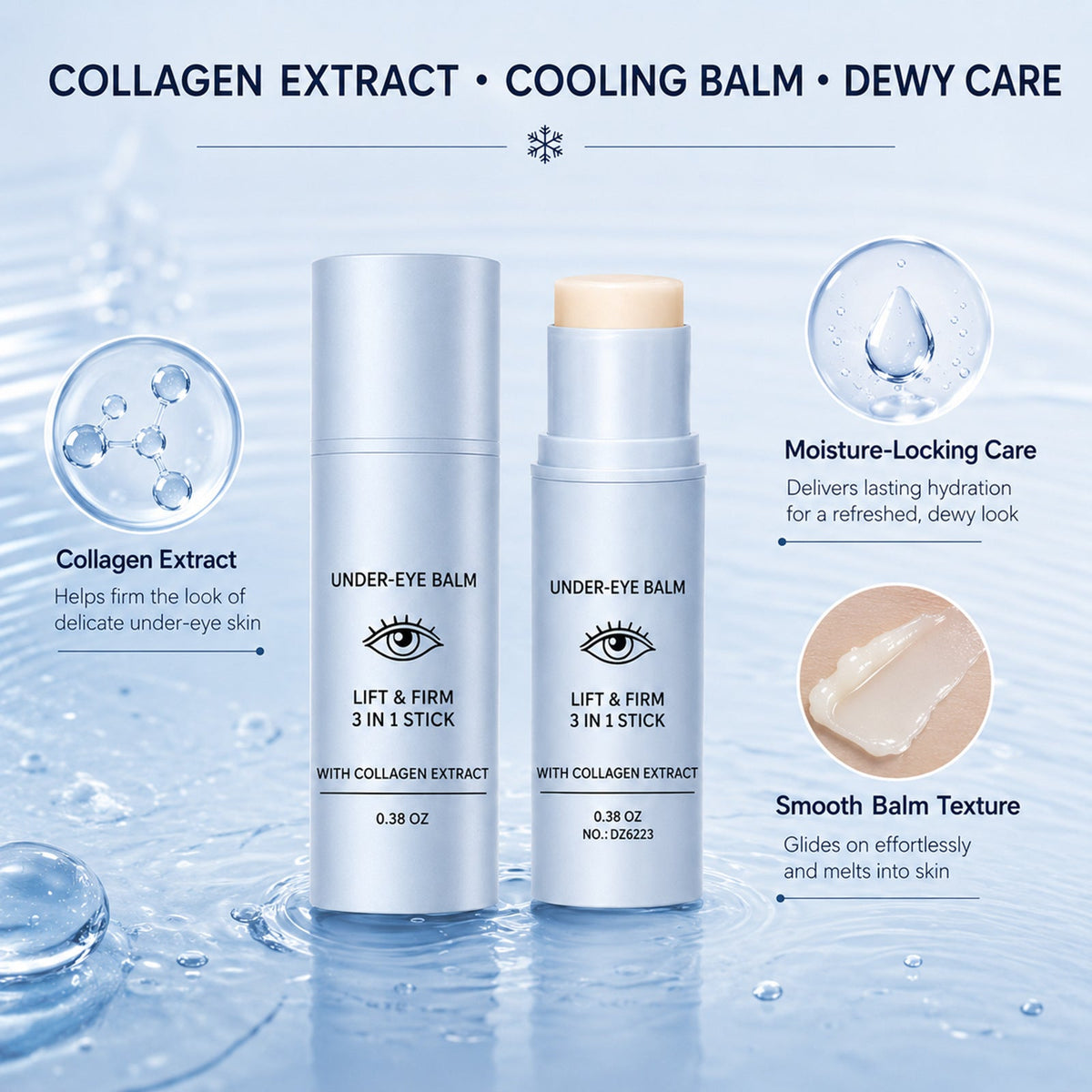Lift & Firm Under-Eye Balm Stick, 3-in-1 With Collagen Extract, 0.38 Oz