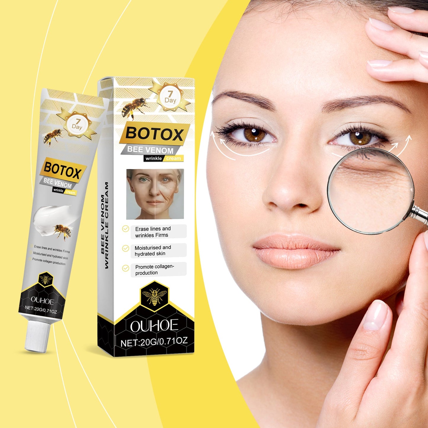 OUHOE Bee Venom Firming Cream, Moisturizes, Hydrates And Brightens The Complexion, Firming And Softening The Skin Care Moisturizing Cream