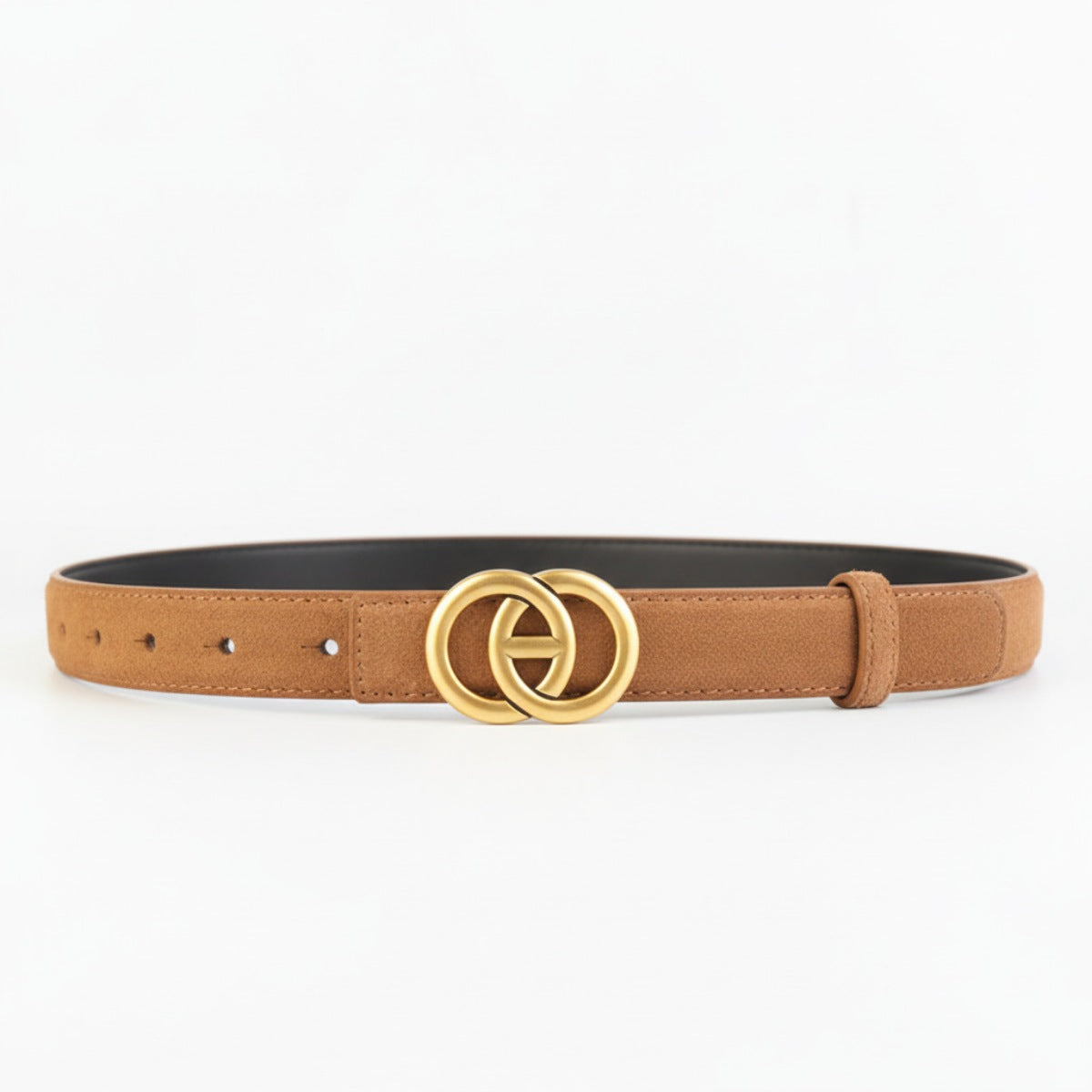 Golden Buckle Leather Belt