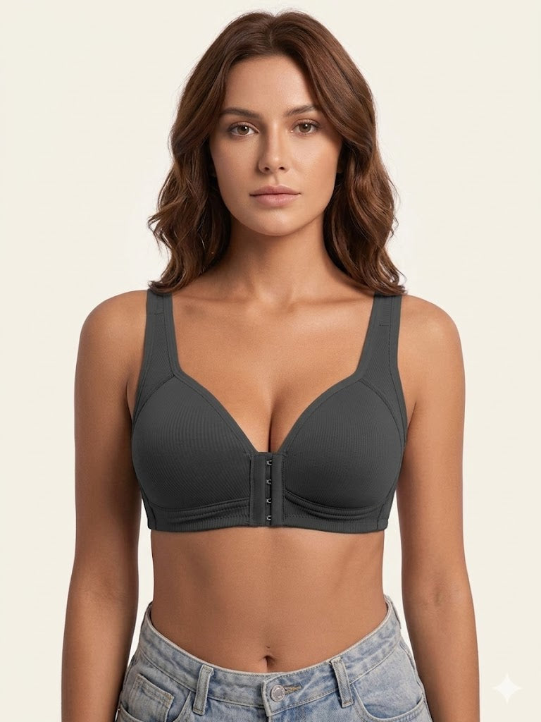 Adjustable Front Closure Push-Up Bra Wire-Free Cross-Back, Seamless & Side Support For Daily Wear, Spring-Summer ComfoMrt Breathable Everyday Breathable Everyday Womenswear Bridal Rider Basic Minimal