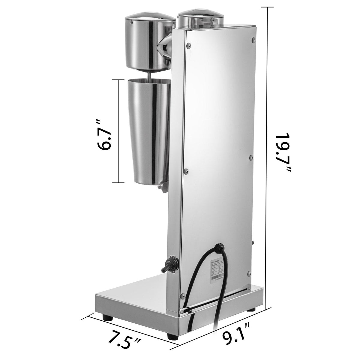 Milkshake Maker Kit, Stainless Steel Electric Milkshake Maker, 180W Milkshake Machine, Double Head Classic Milkshake Maker With 800ml Cup, Silver Milkshake Maker Machine, 2 Speed Adjustable
