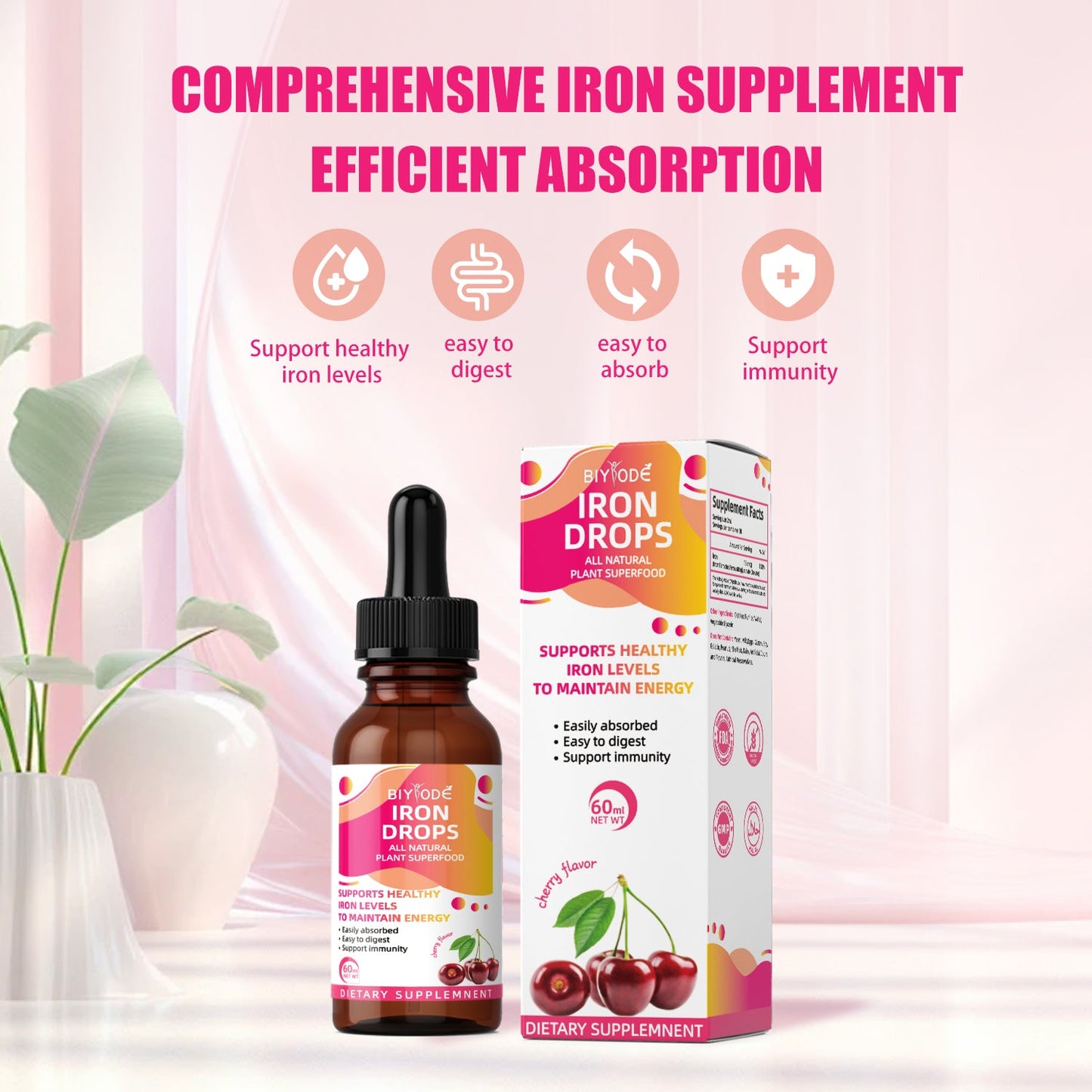 OEM ODM Custom Iron Healthcare Supplement Natural Iron Liquid Drop Enrich The Blood