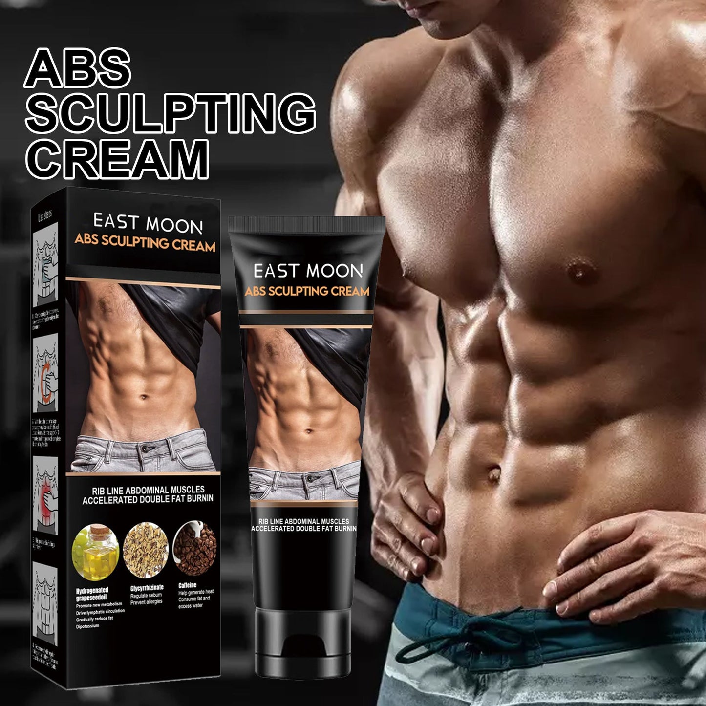 East Moon Abdominal Toning Cream, Toning And Strengthening Muscle Line Waistline Abs Firming And Shaping Massage Cream