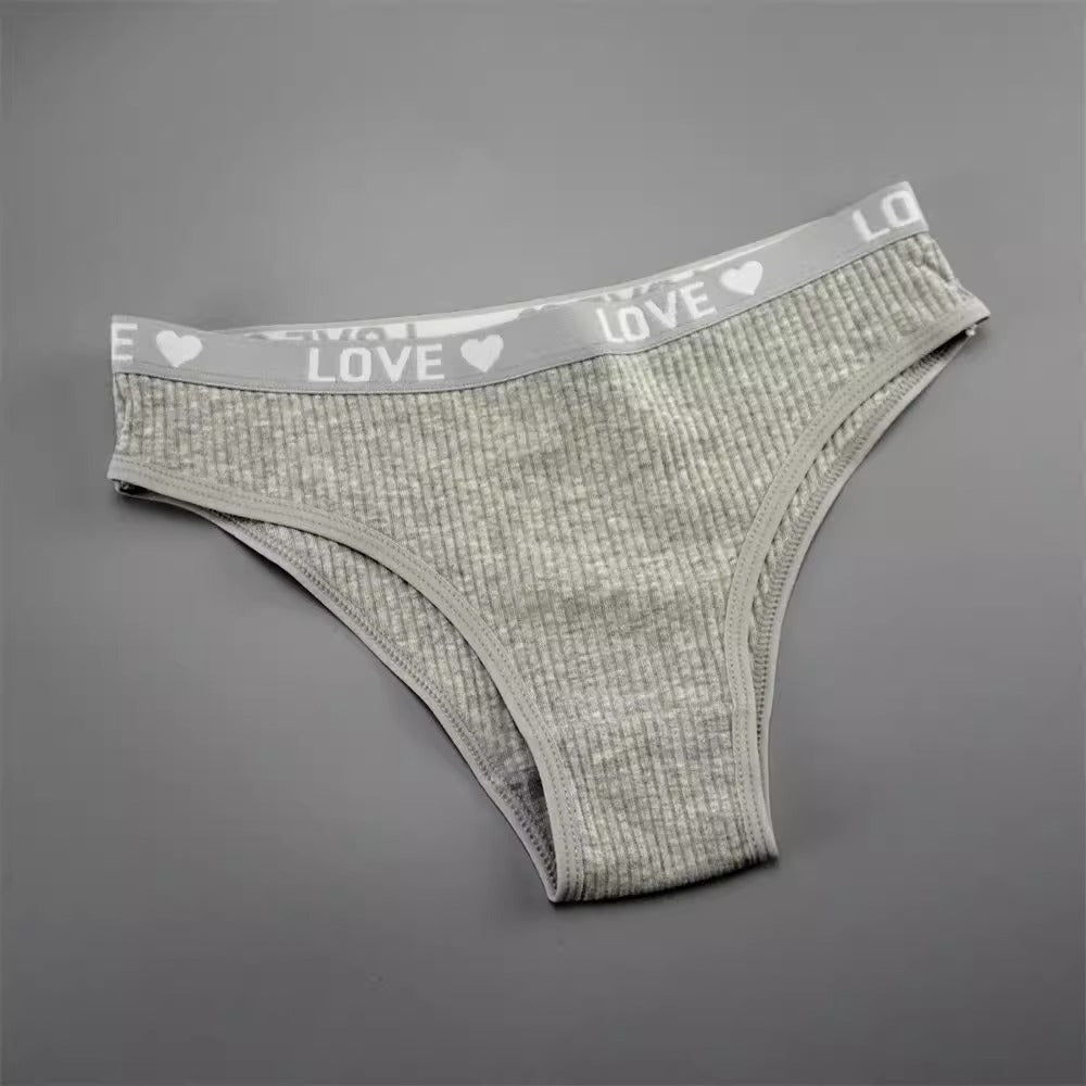 V-shaped Lady's Pure Cotton Ribbed Panties