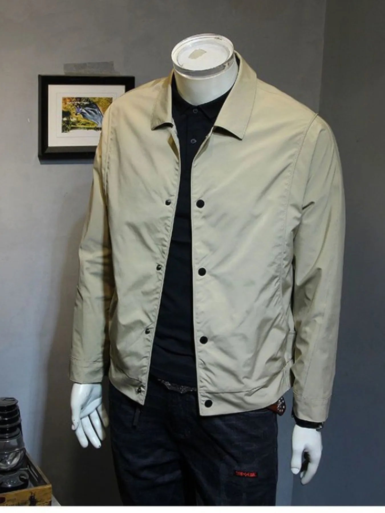 Men's Plus Size Snap Down Long Sleeve Jacket