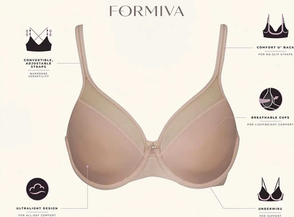 Women's Seamless Underwire Bra, One Smooth U Smoothing Underwire Bras For Women, Convertible Straps, Ultra Light