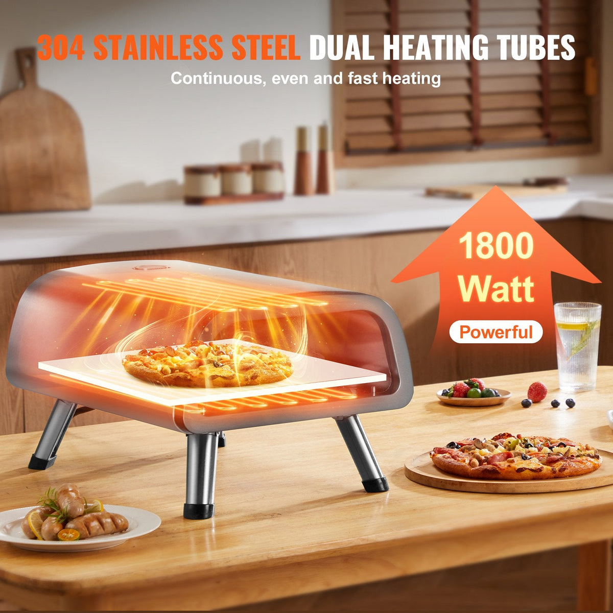 Electric Pizza Oven Countertop Pizza Maker For 12" Pizza Indoor & Outdoor