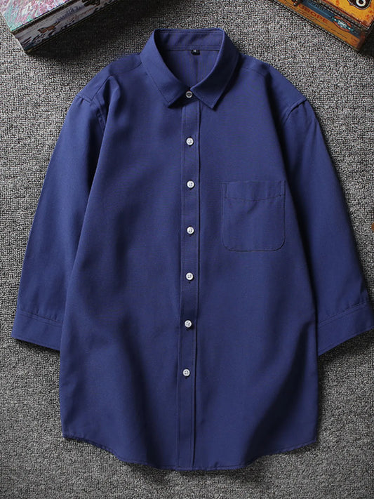 Men's Plus Size Casual Solid Color Button Up Shirt