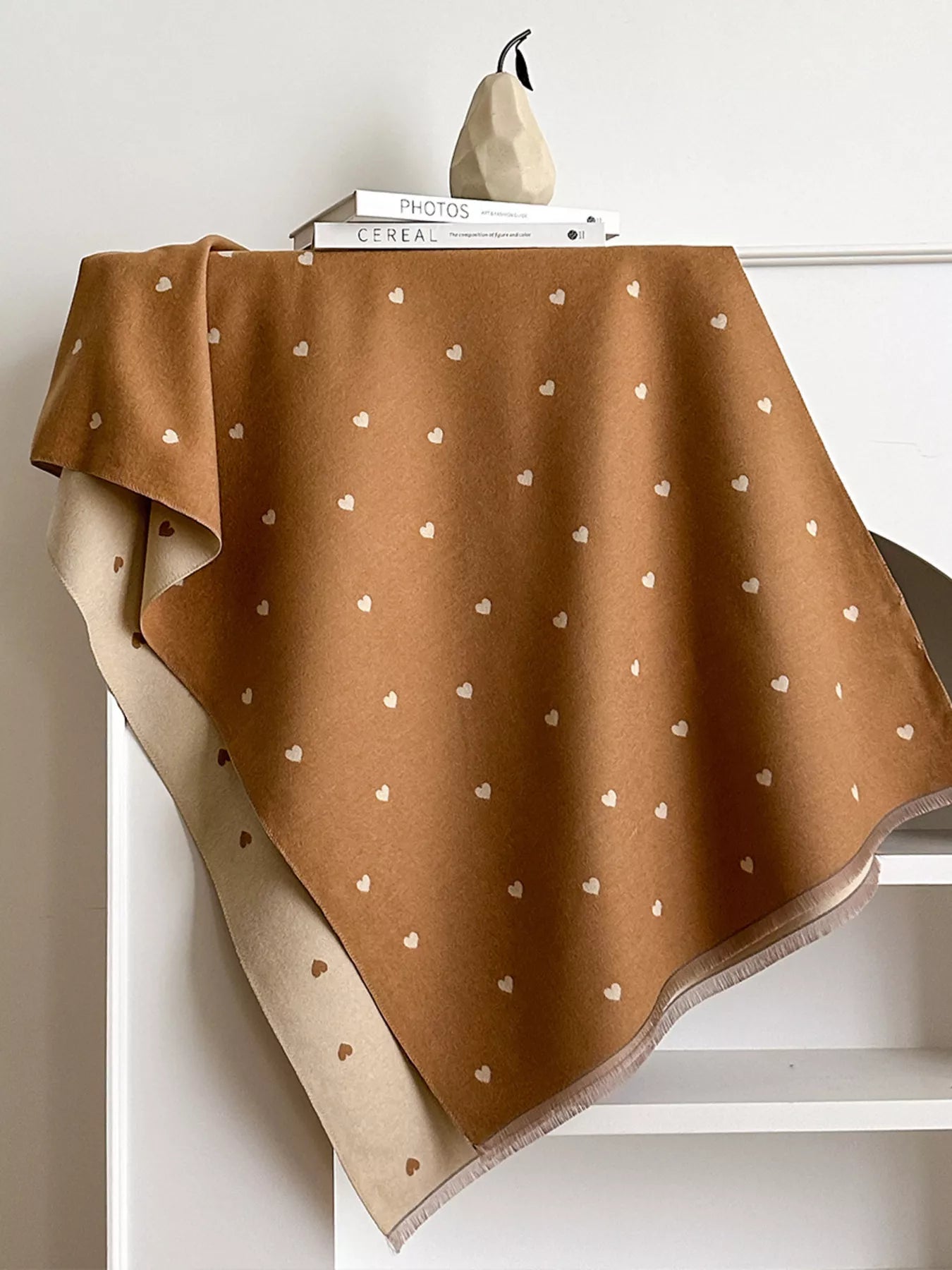 Heart Raw Hem Scarf
