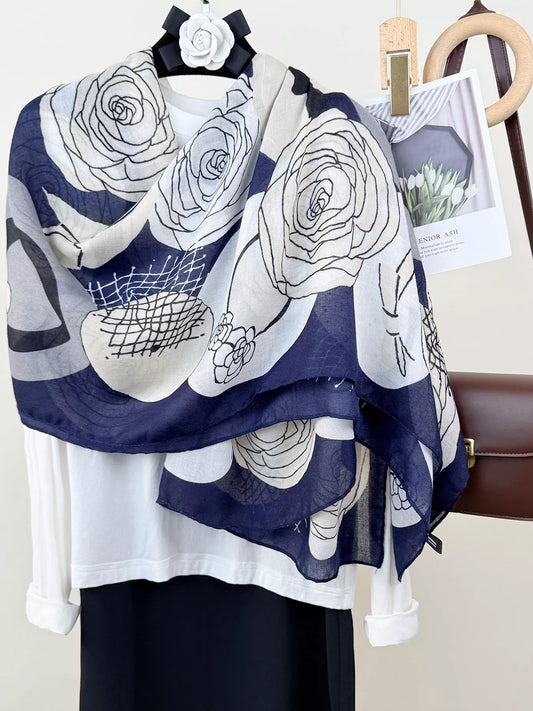 Flower Print Lightweight Scarf