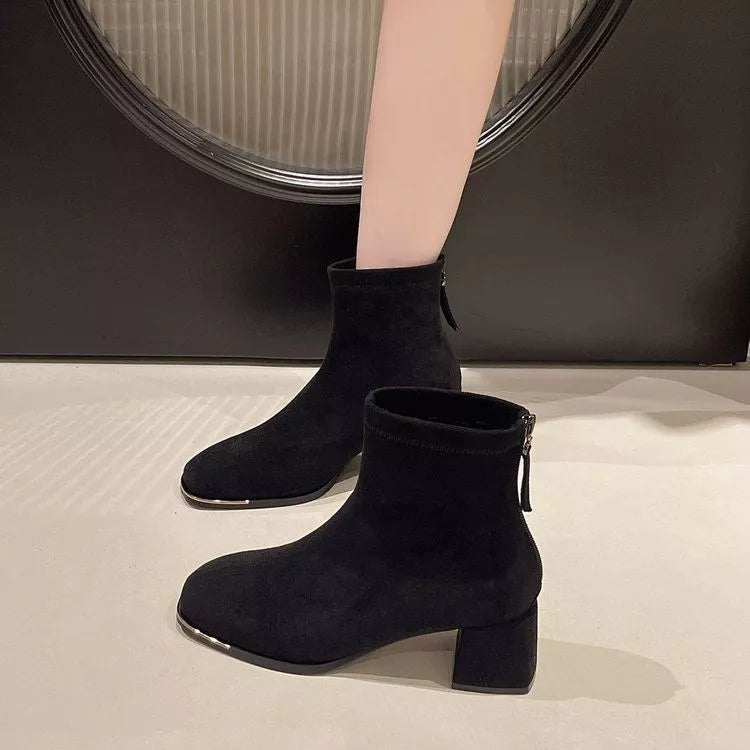 Square Toe Block Heels Boots
