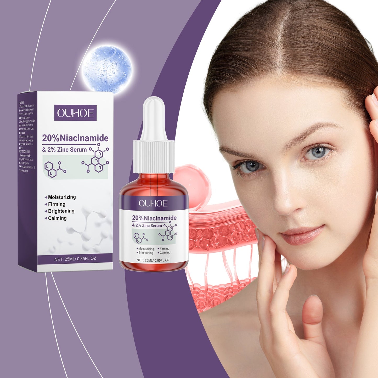 OUHOE Nicotinamide Anti-Acne Firming Serum Mild Moisturizing And Lightening Facial Acne Tender Skin Serum