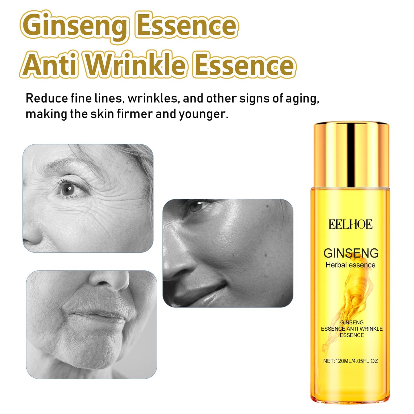 EELHOE Ginseng Essence Anti Wrinkle Essence, Wrinkles Firming Facial Skin Smooth And Tender And Elastic
