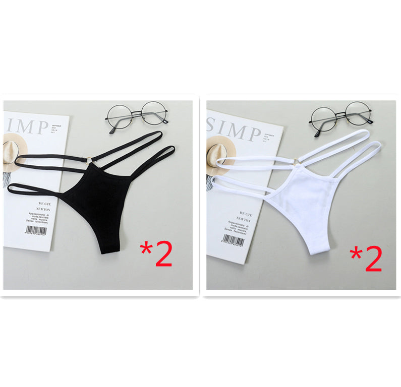 Sheer Bikini Strap Cutout Triangle Low Waist Women's Panties