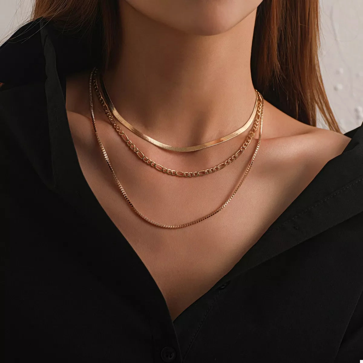 18K Gold-Plated Three-Layered Necklace