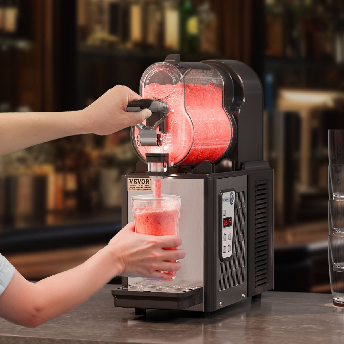 Commercial Slushy Machine, 3L Single Bowl Slush Drink Maker, 330W Drink Machine With Temperature Preservation, Stainless Steel Home Slush