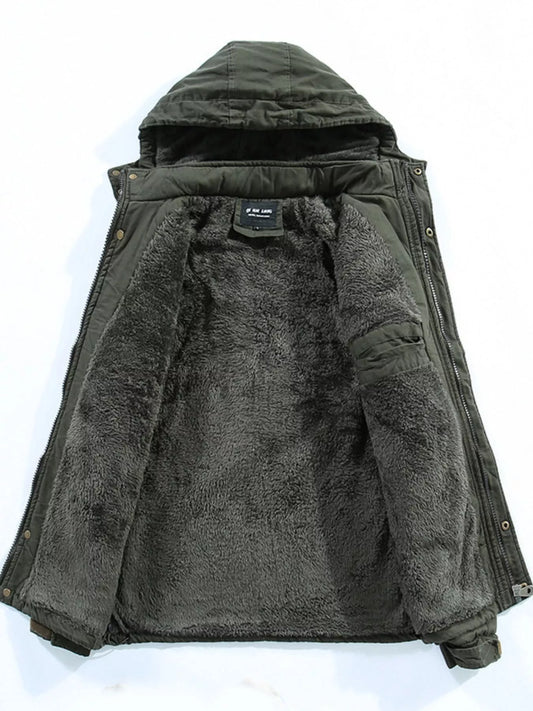 Men's Plus Size Winter Warm Hooded Zip Up Jacket