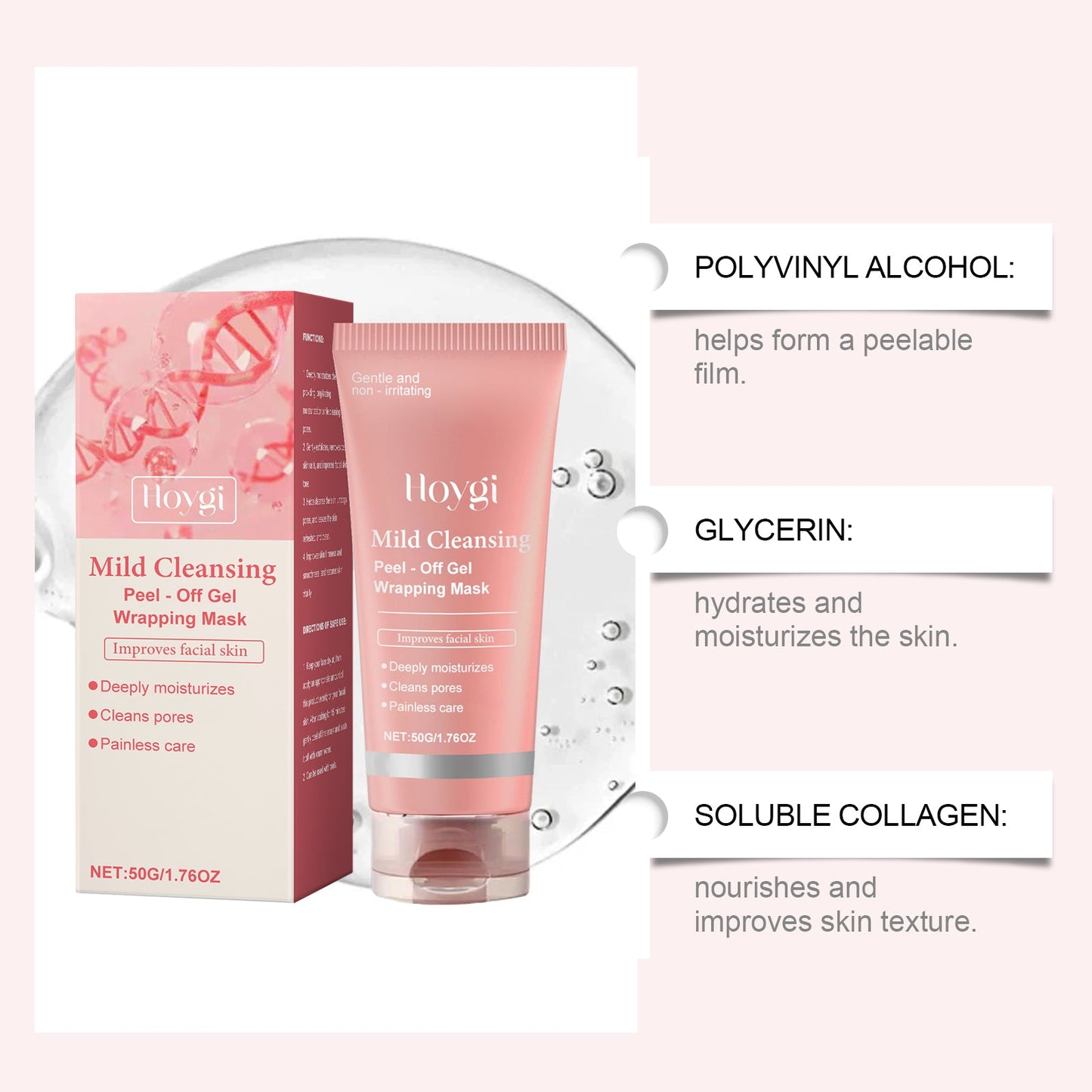 Hoygi Moisturizing Nourishing Peel-Off Mask, Moderate Water Embellish Smooth Firming Skin As Soft Facial Skin Mask