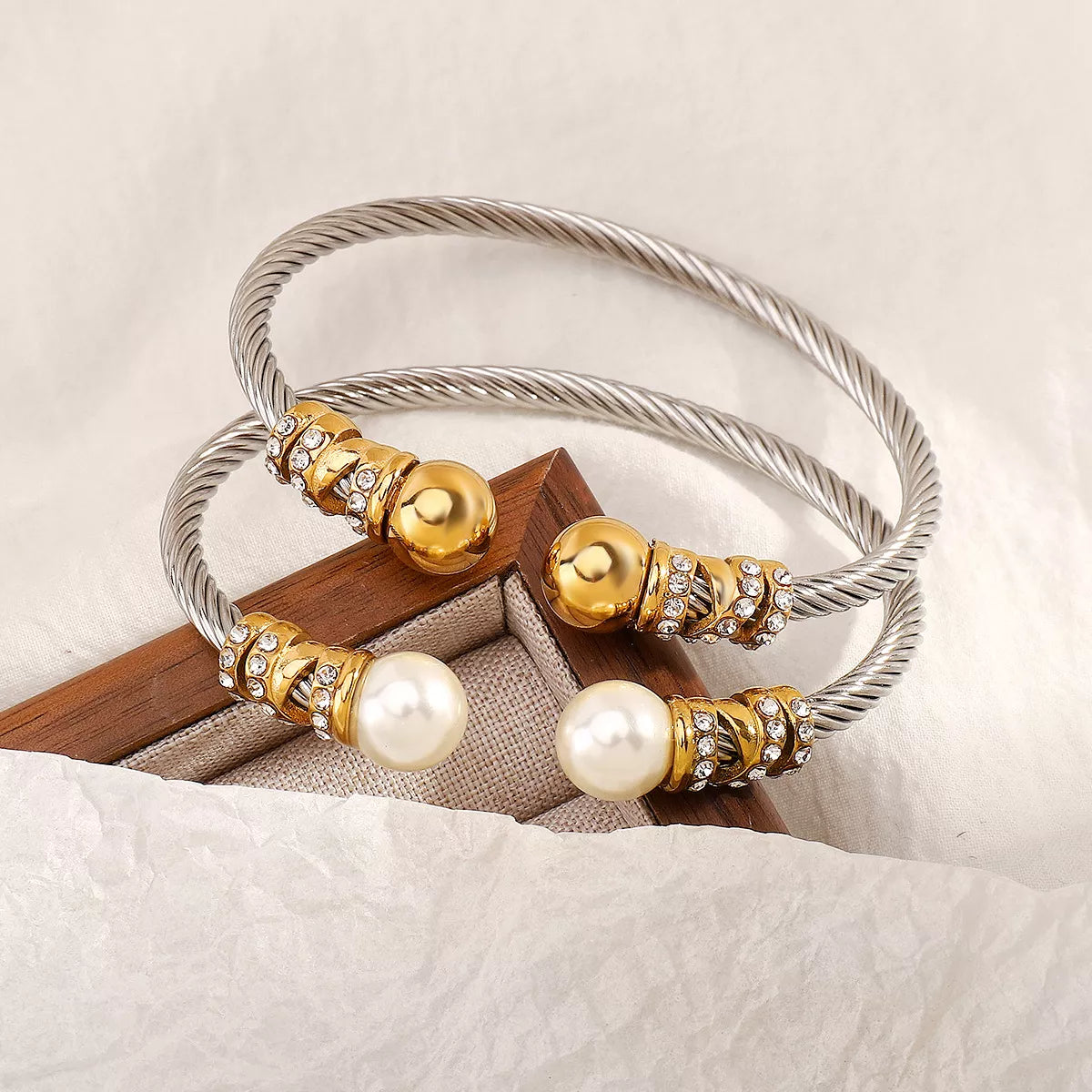 Synthetic Pearl Stainless Steel Bracelet