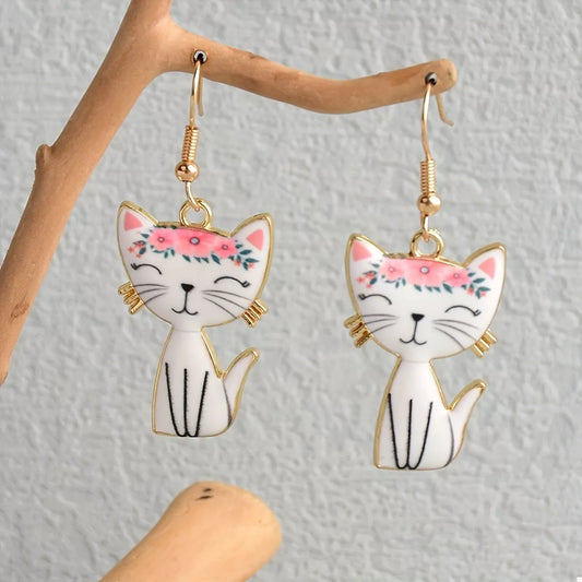 Colorful Cat Dangle Earrings