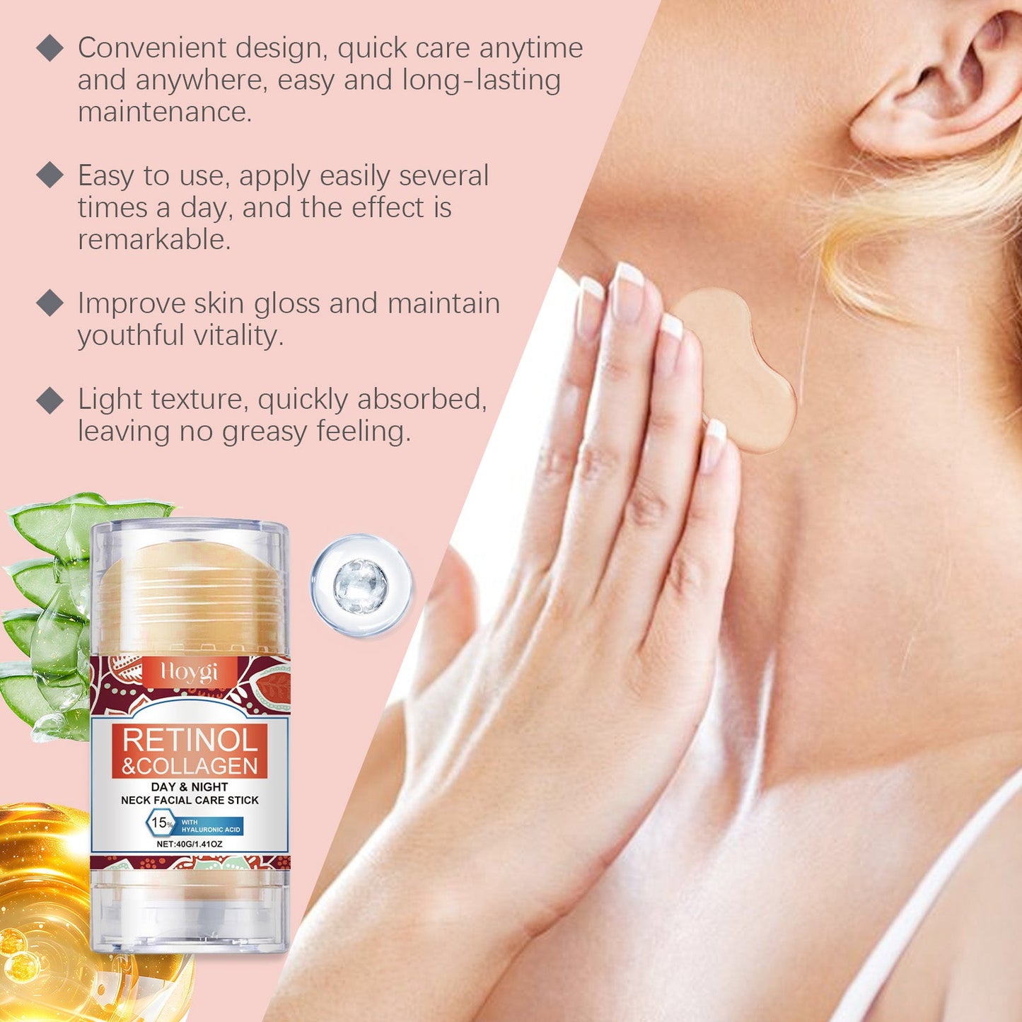 Hoygi Neck Facial Stick, Lightening Neck Lines, Brightening Skin, Hydrating And Firming Swan Neck Cream