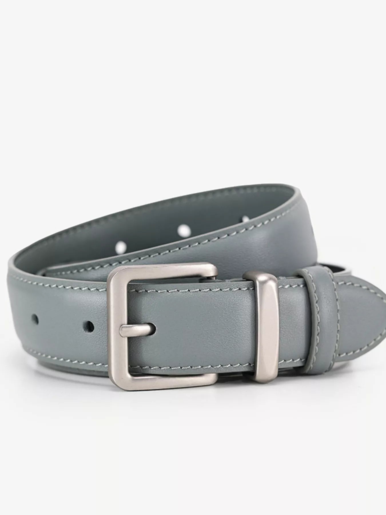 Classic Leather Belt with Silver Buckle