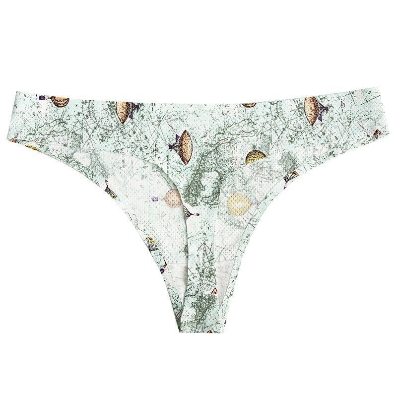 Printed Breathable One Piece Low Waist Thong Women