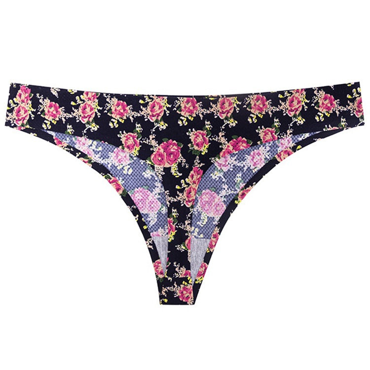 Printed Breathable One Piece Low Waist Thong Women
