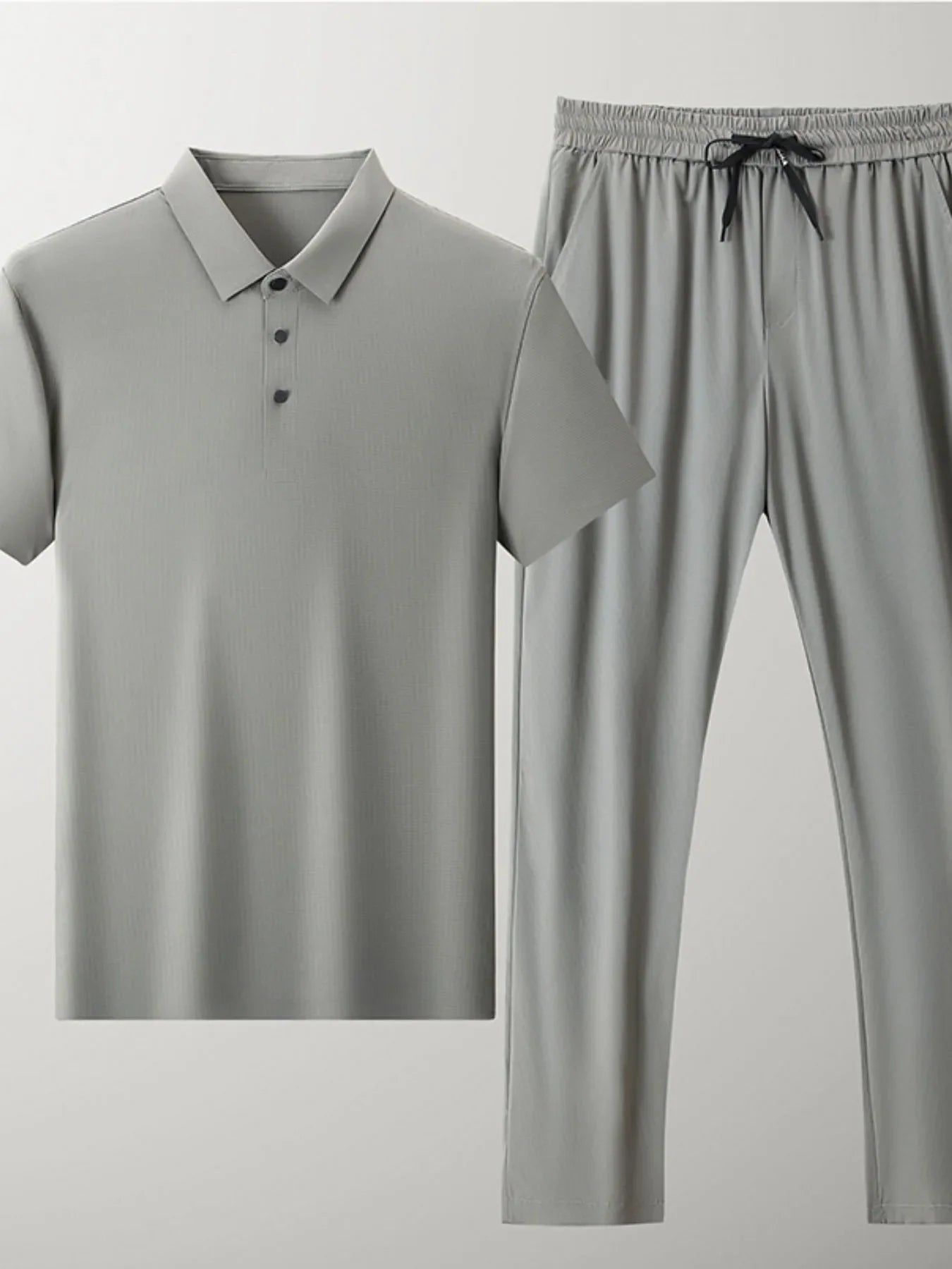 Men's Full Size Button Detail Short Sleeve Polo Plus Size
