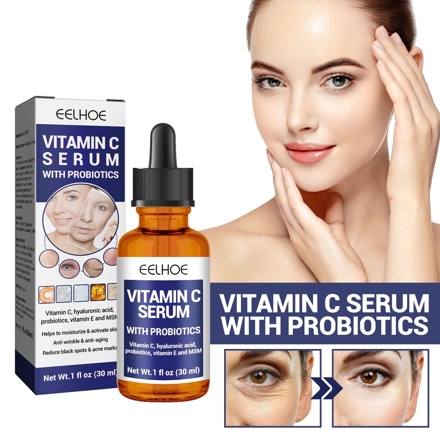EELHOE Anti-aging Vitamin C Facial Essence, Reduces Spots Acne Fine Lines, Moisturizes Facial Essence