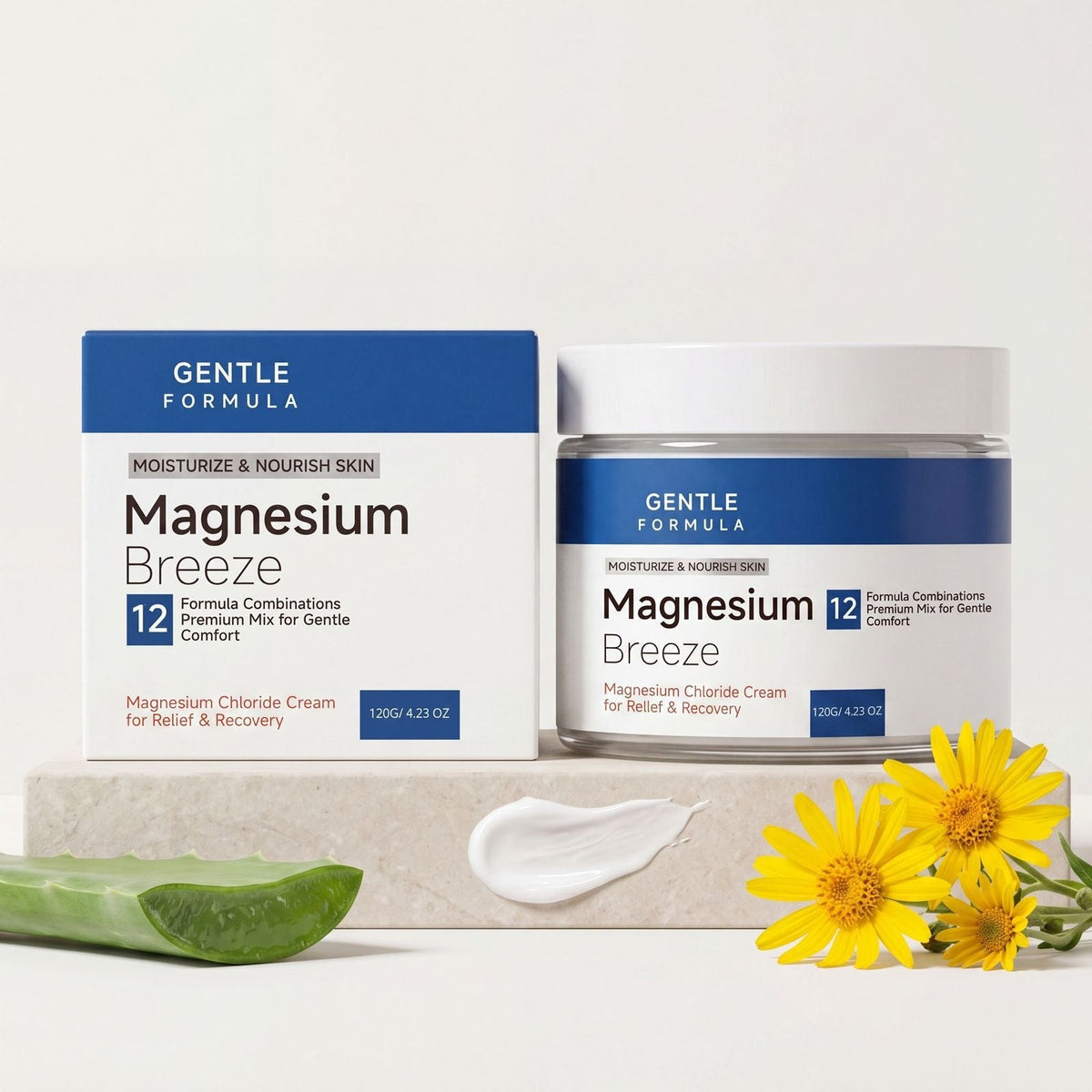 Magnesium Breeze Moisturizing Body Cream, Gentle Hydrating Soothing Skin Massage Lotion For Daily Body Care