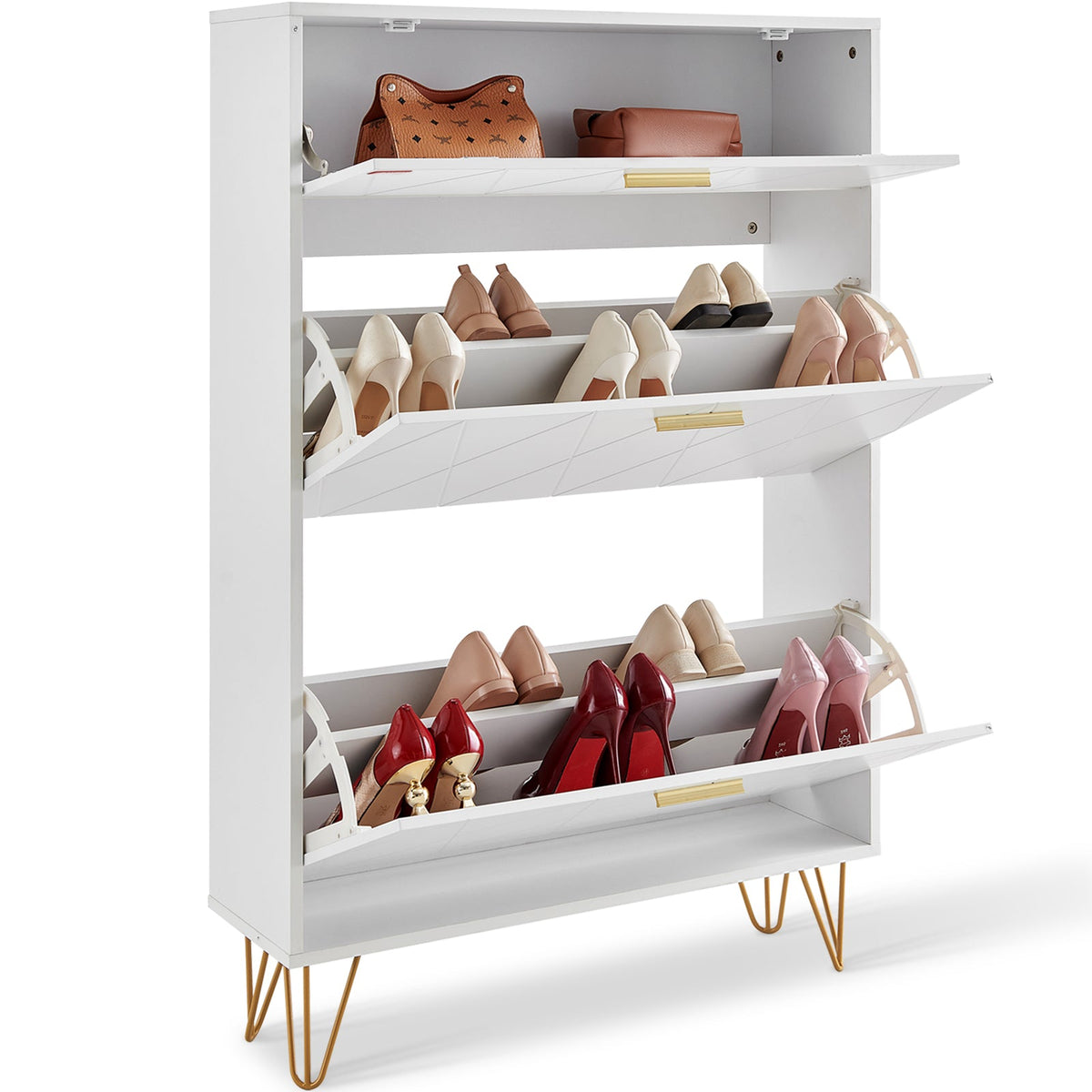 VEVOR Shoe Cabinet With 3 Flip Drawers, Shoe Storage Cabinet For Entryway, Free Standing Shoe Storage Organizer For Heels, Boots, Slippers In Hallway, Living Room