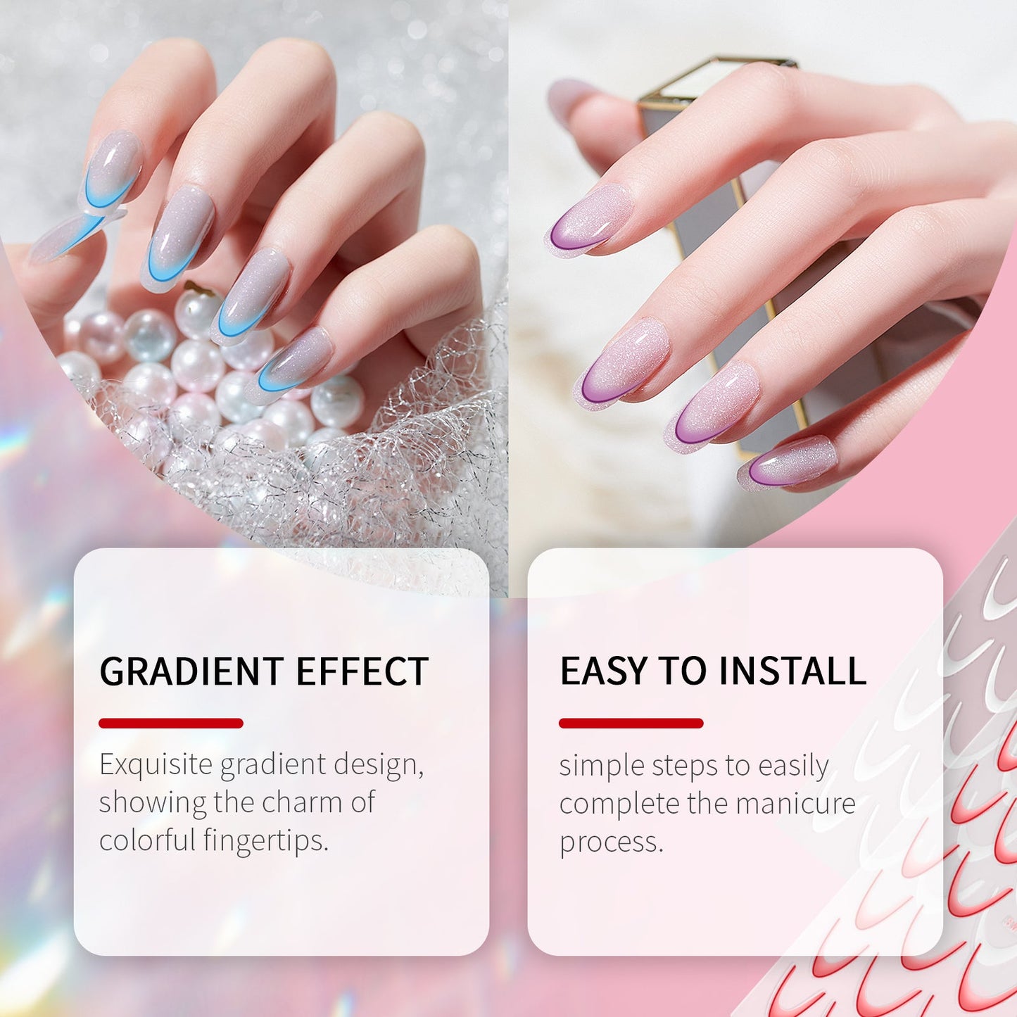 Eelhope French Gradient Nail Sticker Gradient Nail Sticker Easy Nail Decor Personalized Nail Sticker